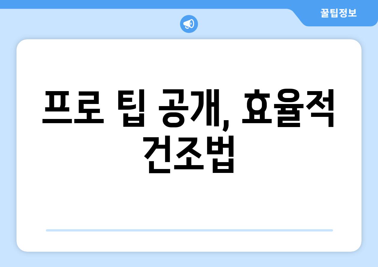 프로 팁 공개, 효율적 건조법