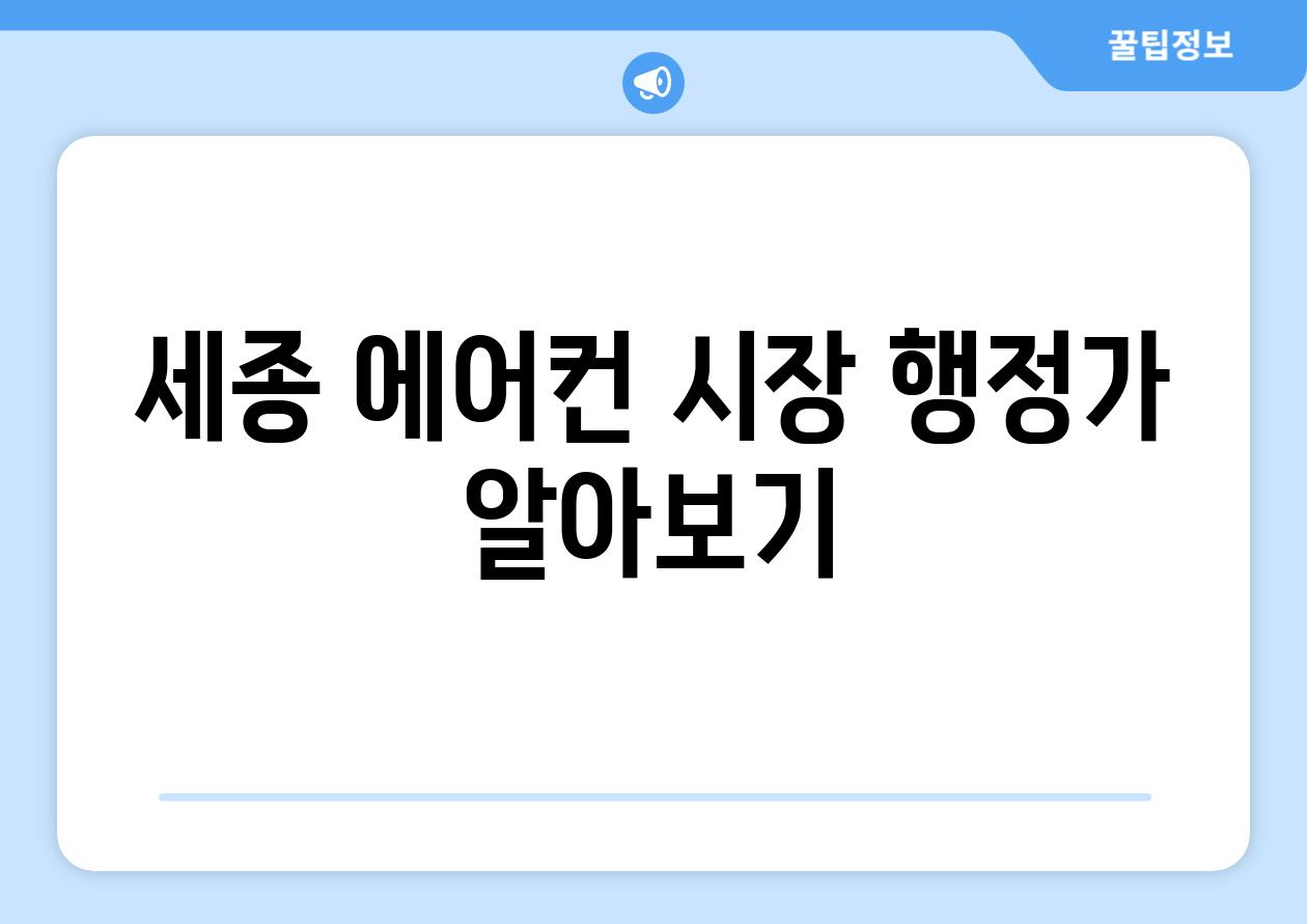 세종 에어컨 시장 행정가 알아보기