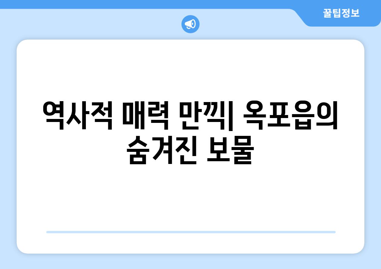 역사적 매력 만끽| 옥포읍의 숨겨진 보물