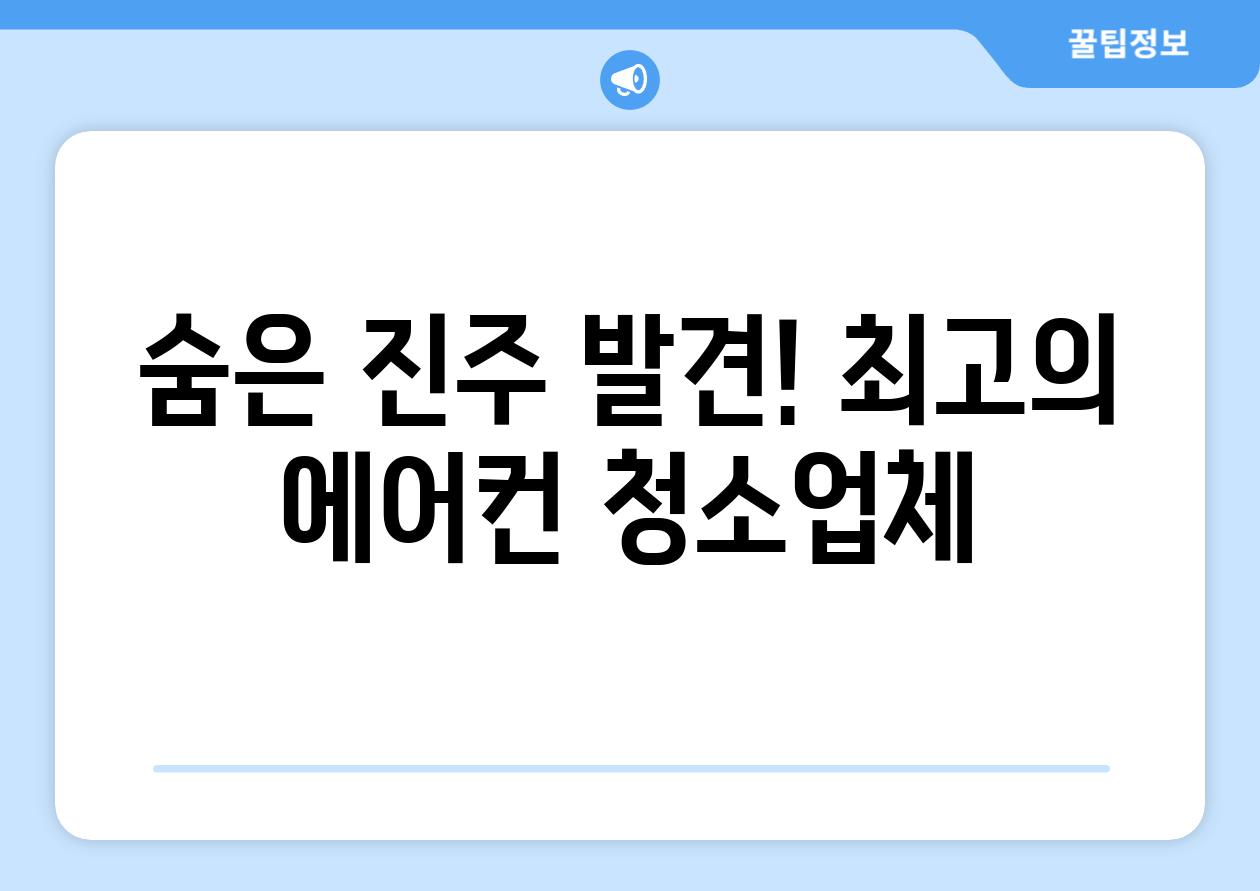숨은 진주 발견! 최고의 에어컨 청소업체