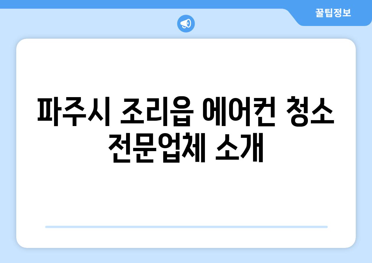 파주시 조리읍 에어컨 청소 전문업체 소개
