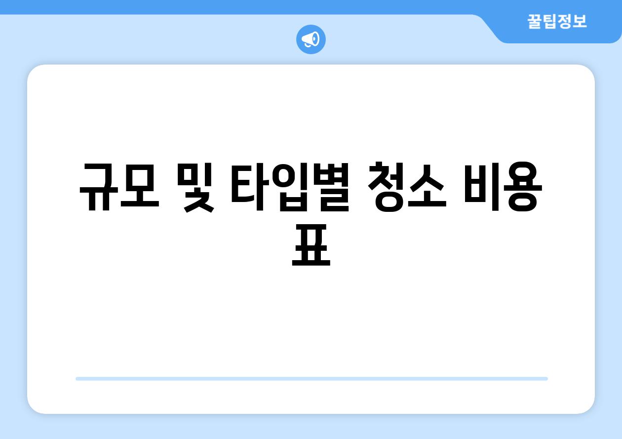 규모 및 타입별 청소 비용 표