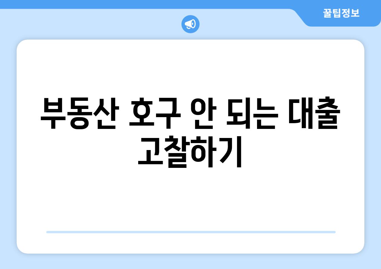 부동산 호구 안 되는 대출 고찰하기