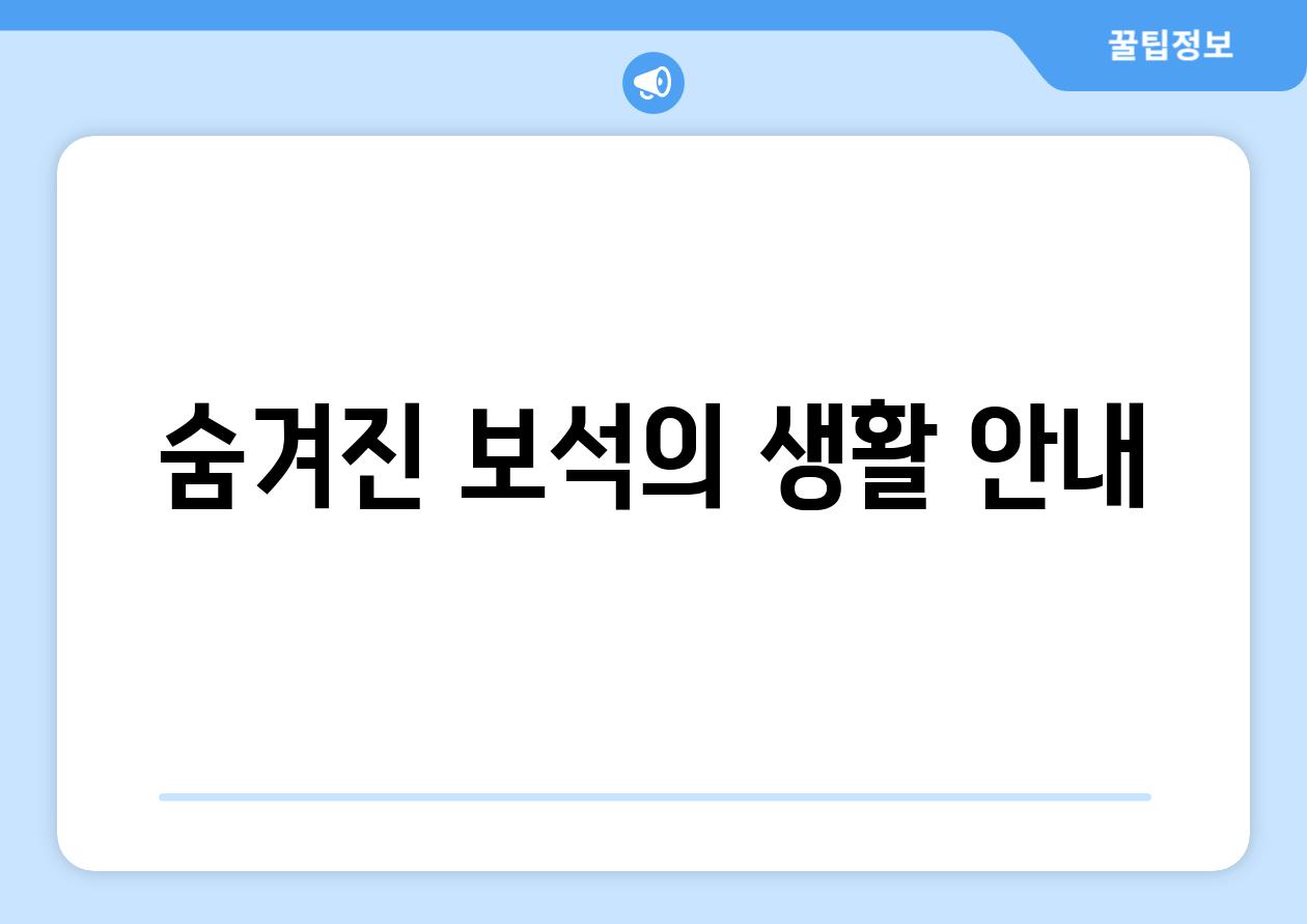 숨겨진 보석의 생활 안내