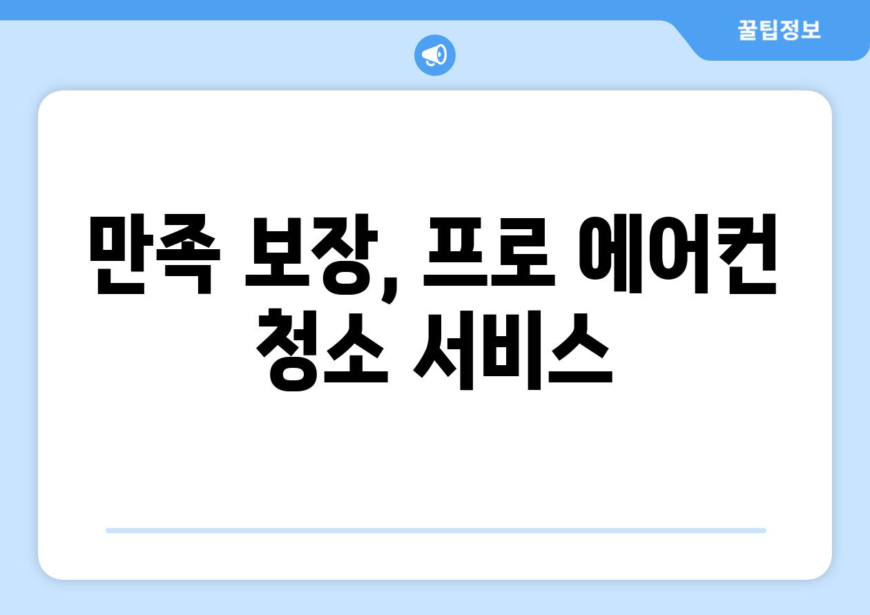 만족 보장, 프로 에어컨 청소 서비스