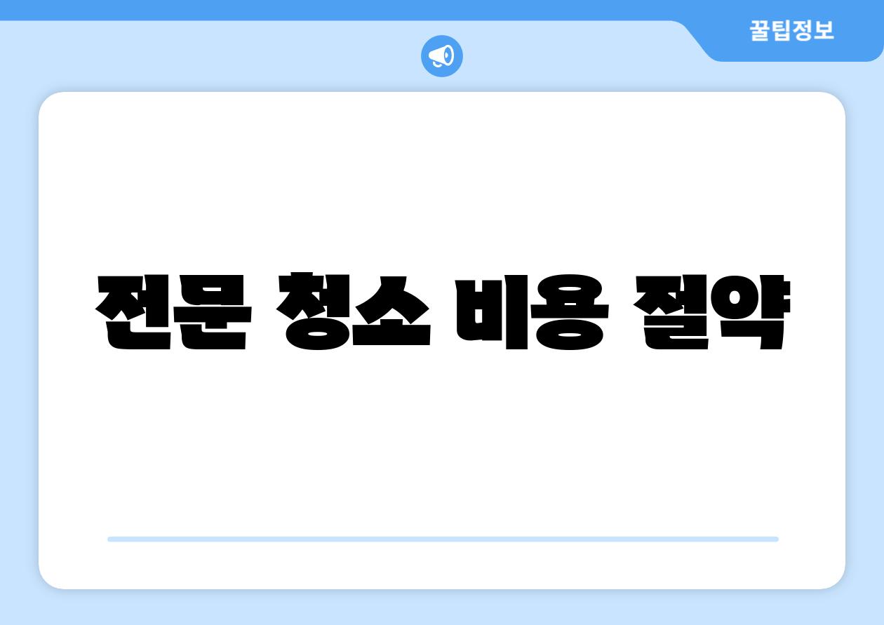 전문 청소 비용 절약
