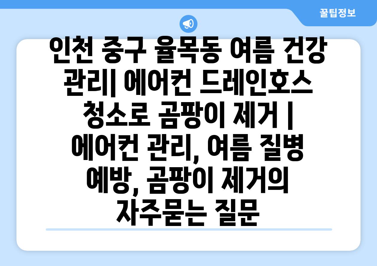 인천 중구 율목동 여름 건강 관리| 에어컨 드레인호스 청소로 곰팡이 제거 | 에어컨 관리, 여름 질병 예방, 곰팡이 제거