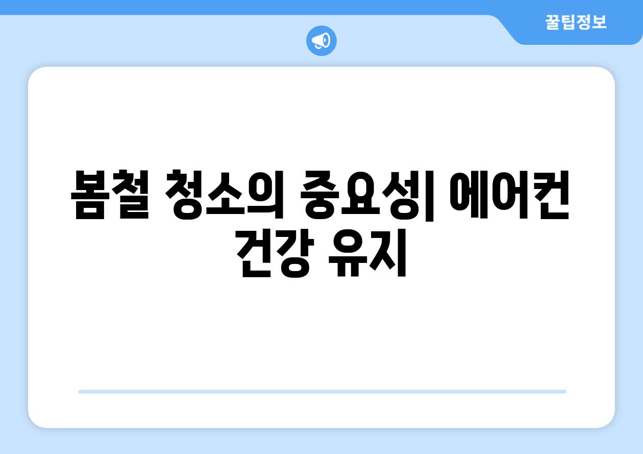 봄철 청소의 중요성| 에어컨 건강 유지