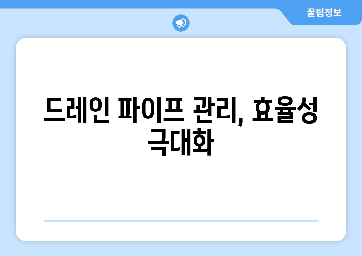 드레인 파이프 관리, 효율성 극대화