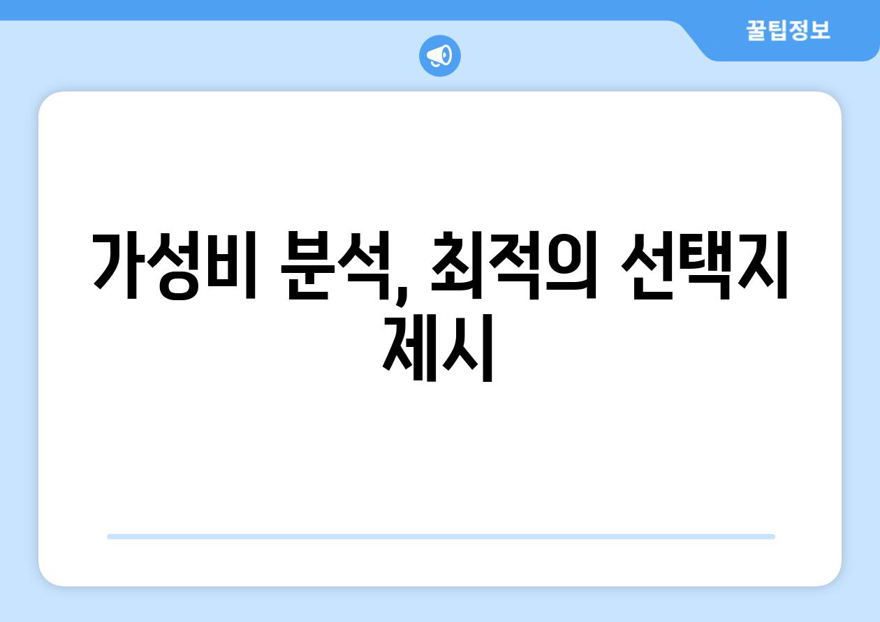 가성비 분석, 최적의 선택지 제시