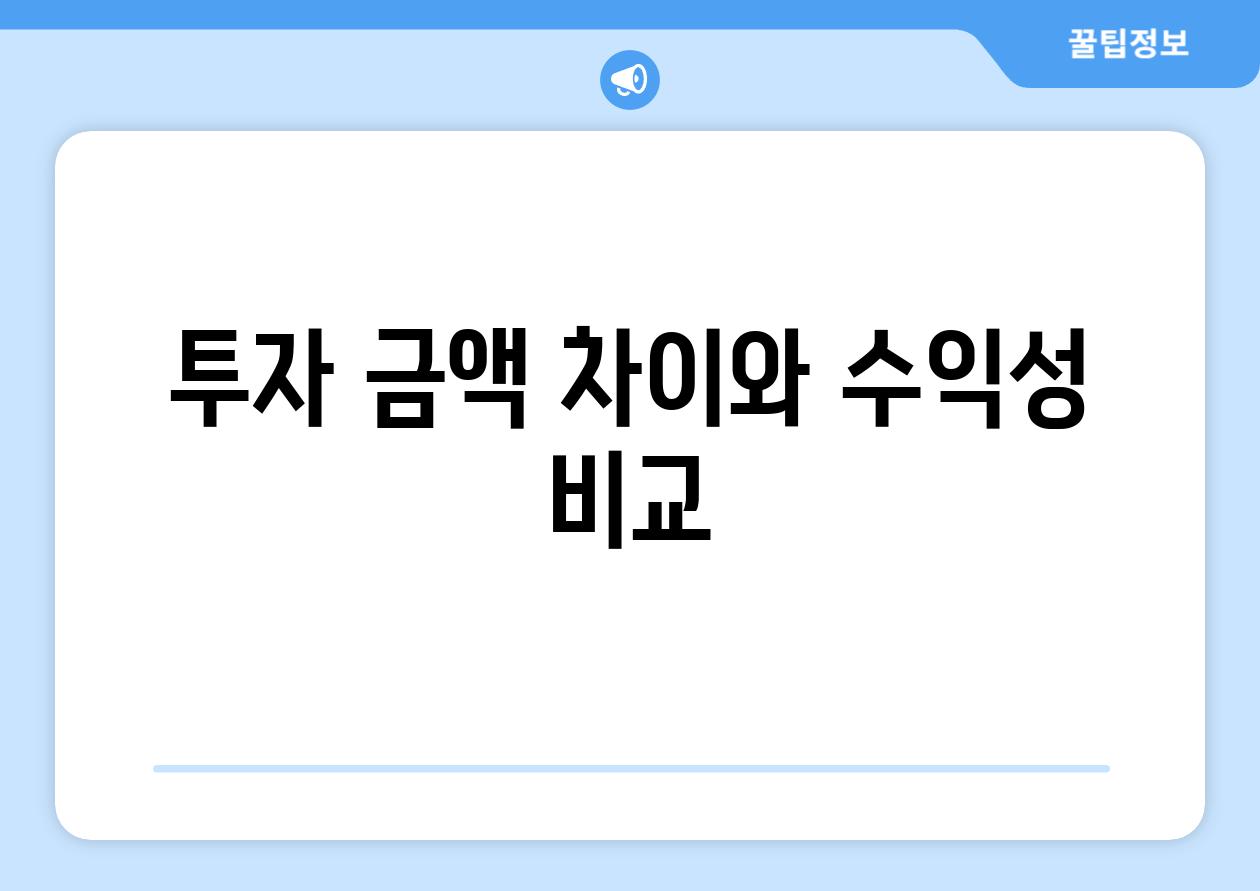 투자 금액 차이와 수익성 비교