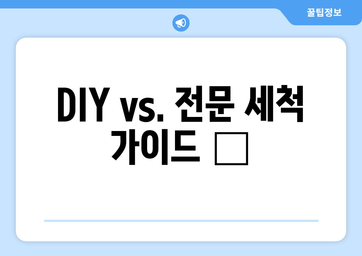 DIY vs. 전문 세척 가이드 🛠