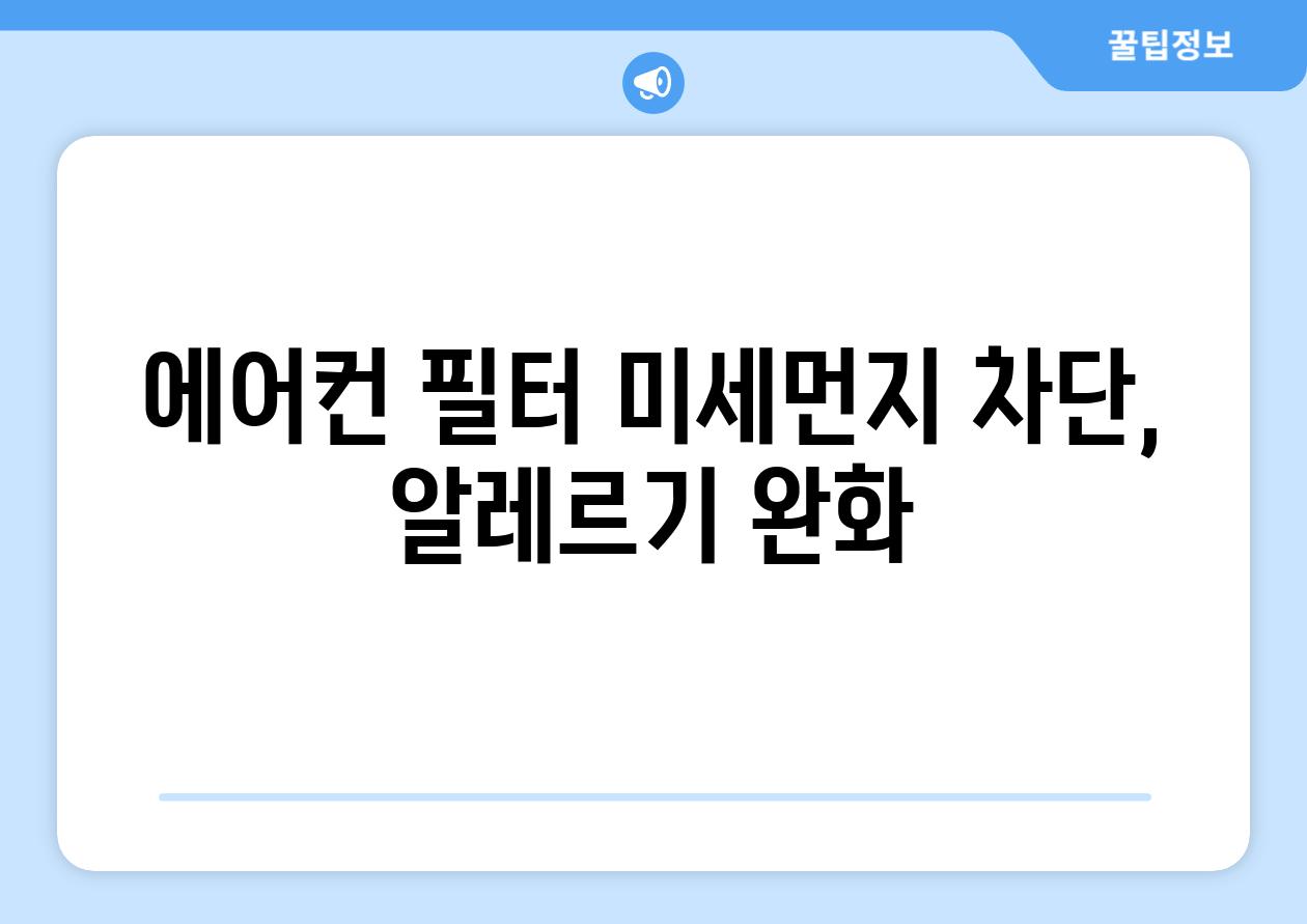 에어컨 필터 미세먼지 차단, 알레르기 완화