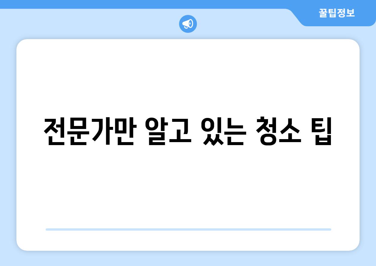 전문가만 알고 있는 청소 팁