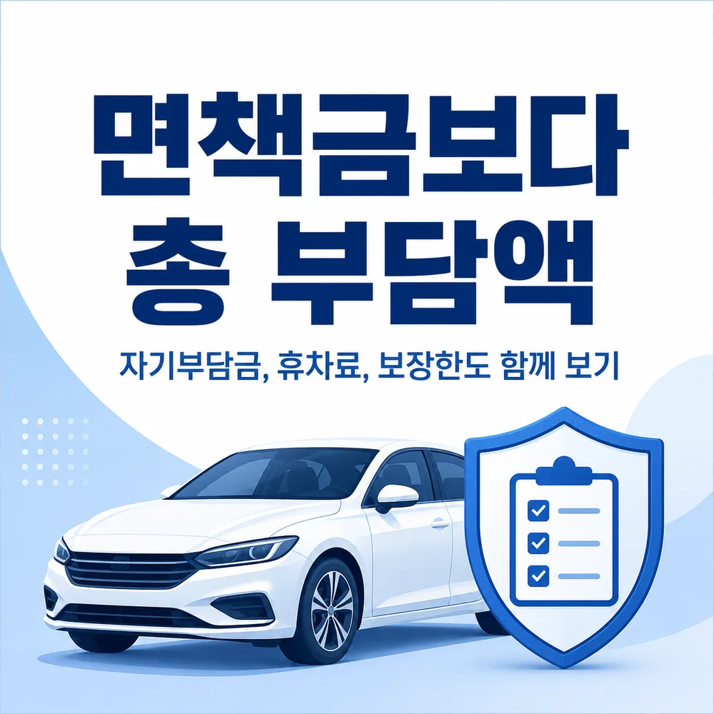 렌터카 자차보험 면책금 비교 카드뉴스, 면책금보다 총 부담액